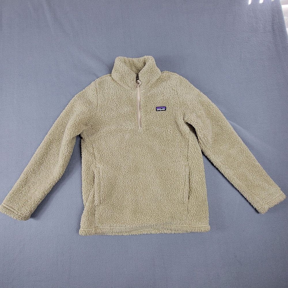 Patagonia Girls' Los Gatos 1/4-Zip Fleece Elk Khaki Pullover Size L (12) Top